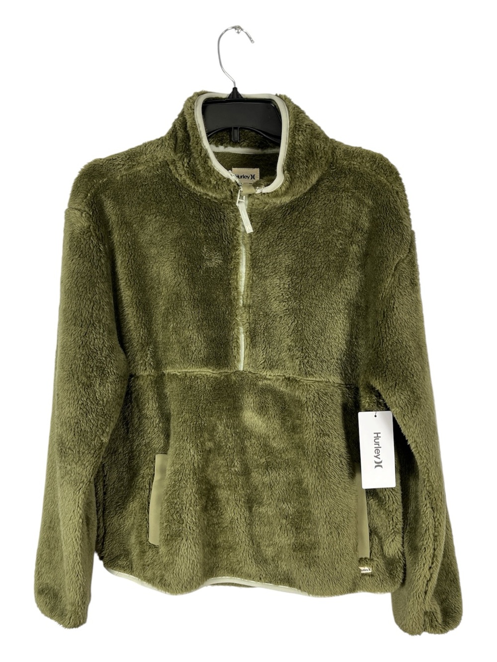 NWT Hurley Scout High-Pile Fuzzy Fleece Quarter-Zip Pullover Anorak M $70